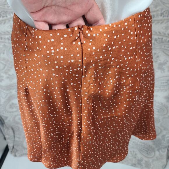 Princess Polly Mini polka dot brown women's mini skirt Size 8 Fall soft girl - Picture 3 of 11